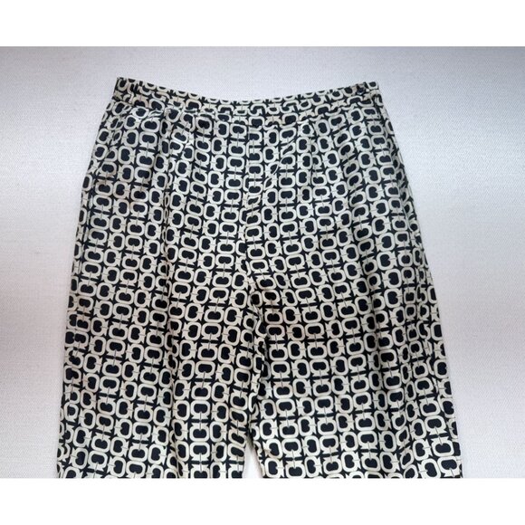 Vintage Vision Apparel Straight Satin Pants Womens Size 8 Tan Black Geometric - Picture 5 of 12